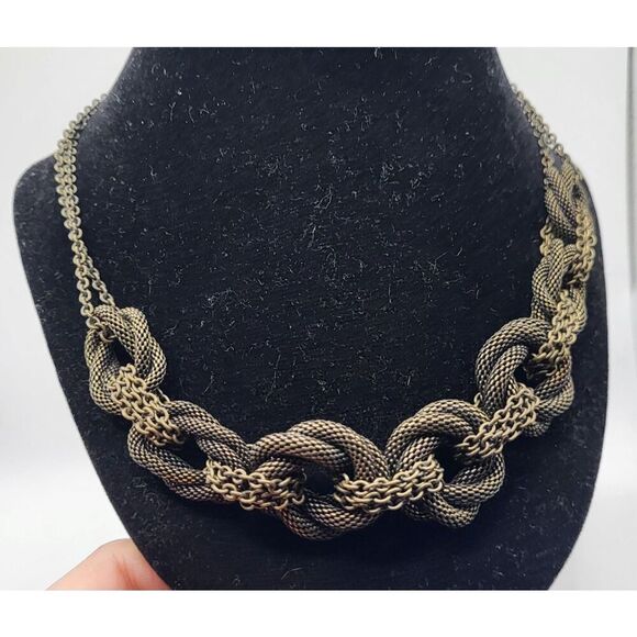 Chunky Woven Knot Oil Rubbed Bronze Color Necklace 20in - Picture 2 of 5